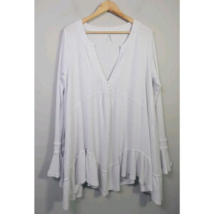 Free People Womens Medium Olivia Tunic Waffle Knit Oversized White